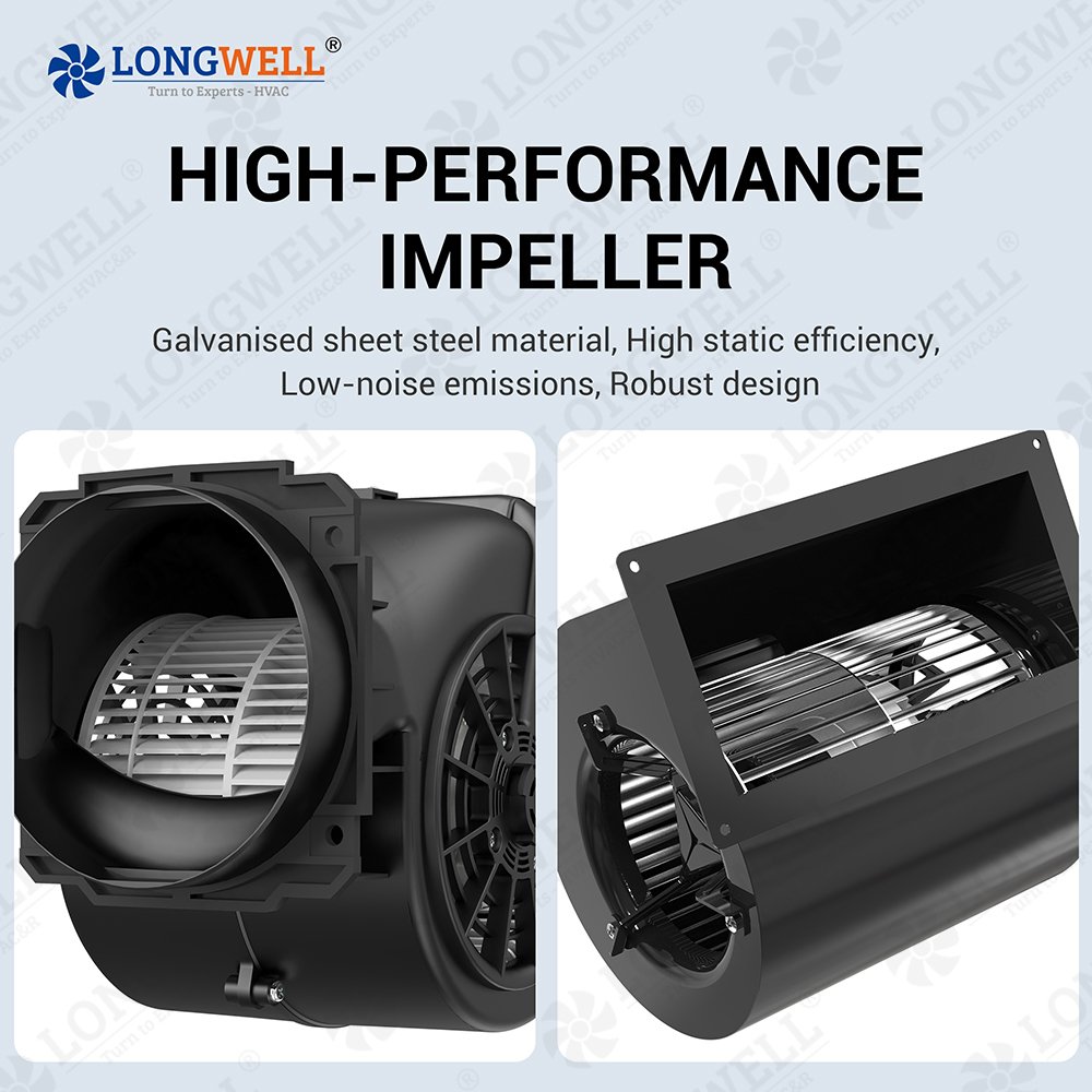 LONGWELL 146mm High Pressure Double Inlet Plastic EC Centrifugal Blower Fan for Ventilation,Cooling