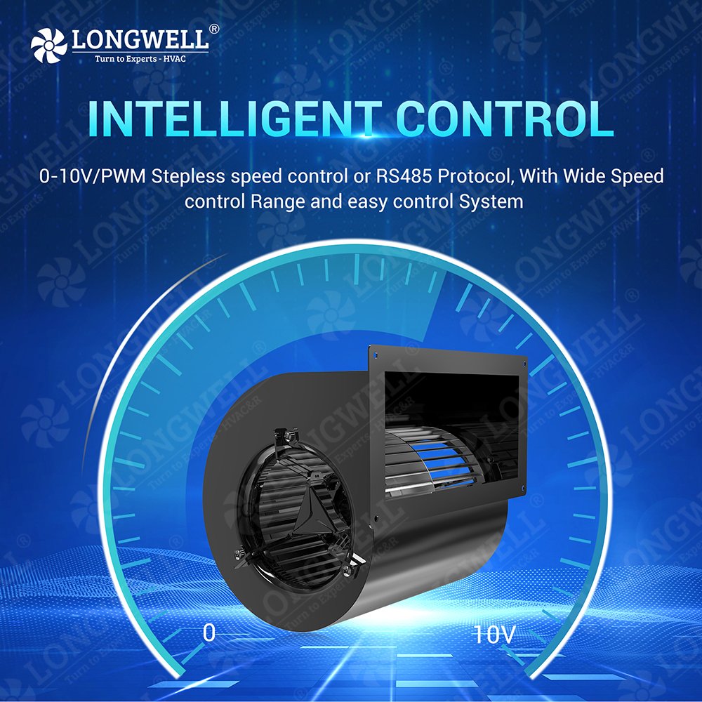 LONGWELL 146mm High Pressure Double Inlet Plastic EC Centrifugal Blower Fan for Ventilation,Cooling