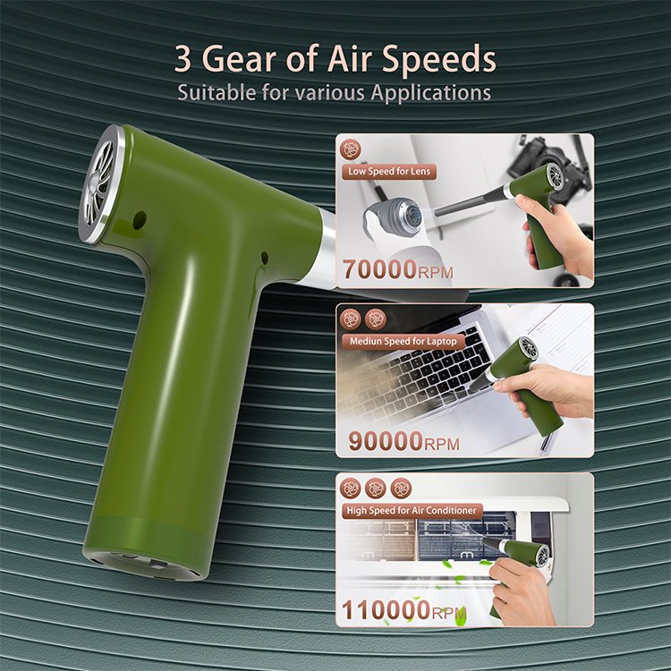Mini Electric Air Duster 80000RPM Compressed Turbo Jet Air Blower Adjustable Rechargeable Car Dryer for Car & Camping Cleaning