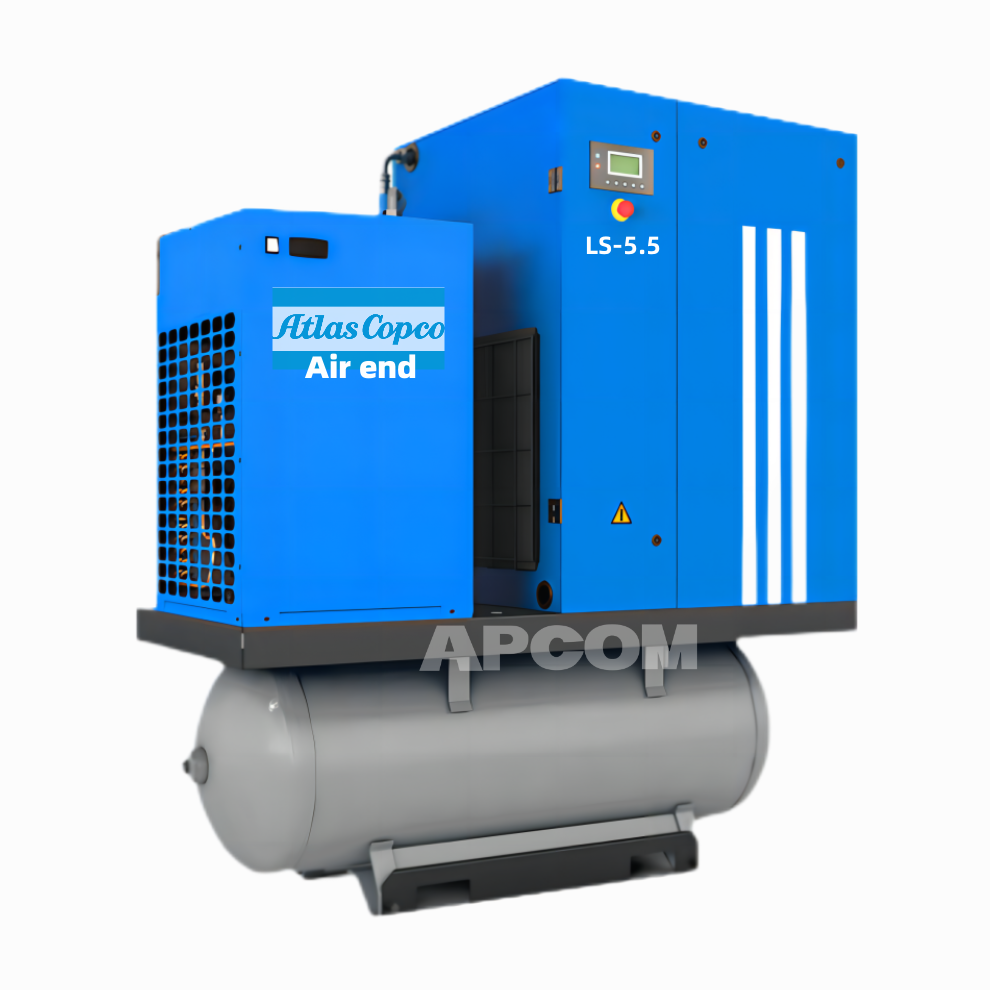 AtlasCopco Head 5.5KW 7.5HP Scroll Industrial Rotary Screw Air Air Compressor 5.5 KW 7.5 HP With Dryer 300 Liter 10 Gallon Tank