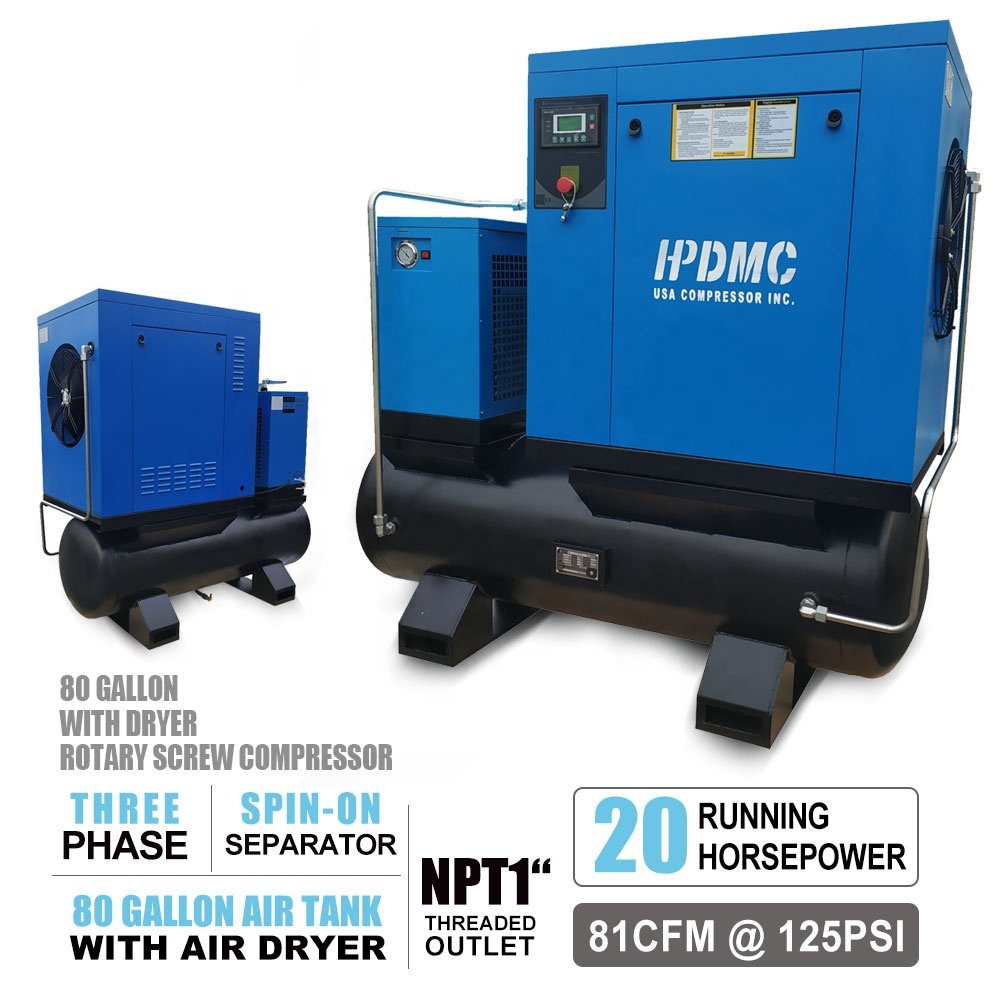 15KW/20HP VFD 16 bar Gauge Pressure Screw Air Compressor for Fiber Laser Cutting Machine Assisted by Air Compressor