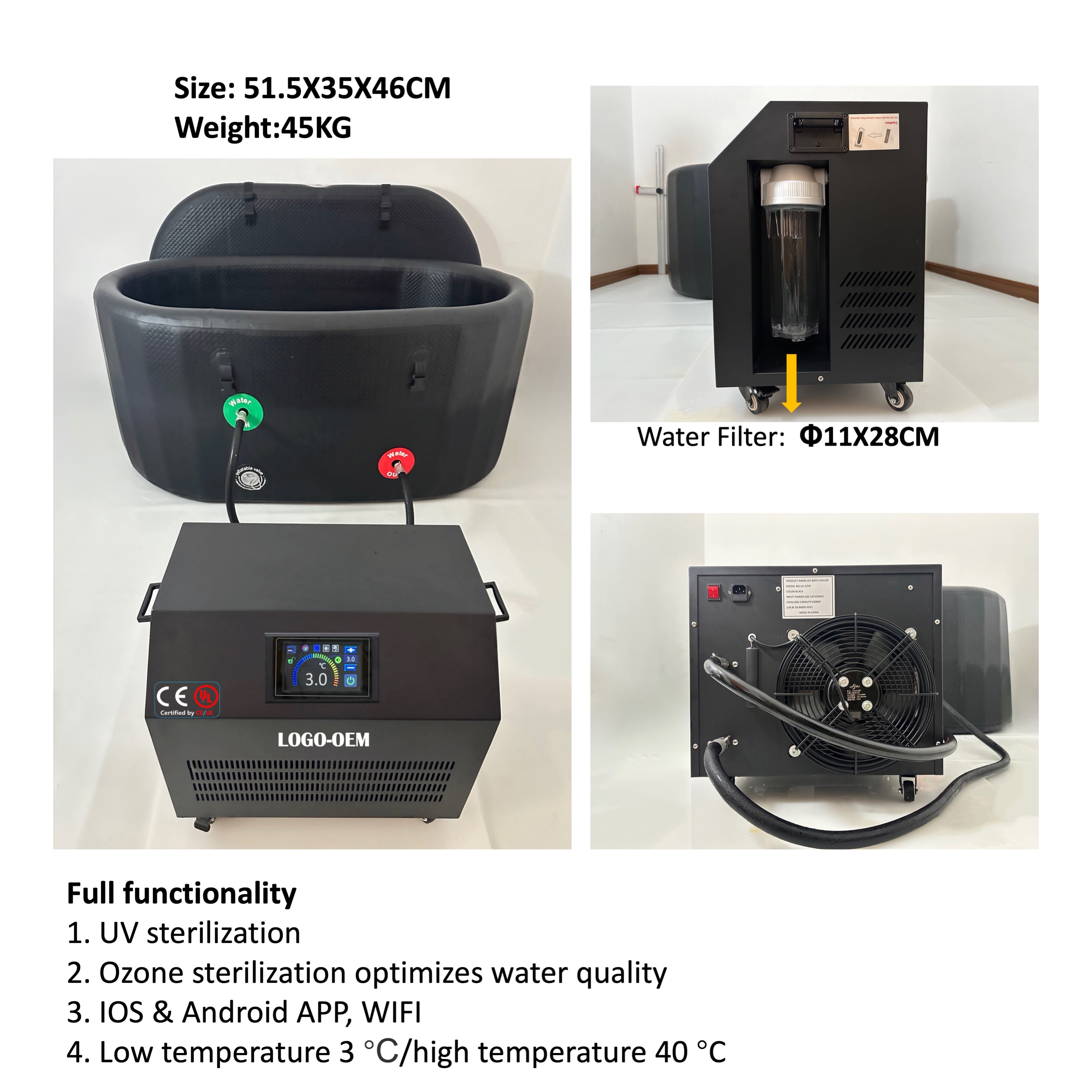 Best Selling Ice Therapy Machine with WiFi Remote Control High Capacity Pump Automatic Filter and Ozone Purification for Spa Use