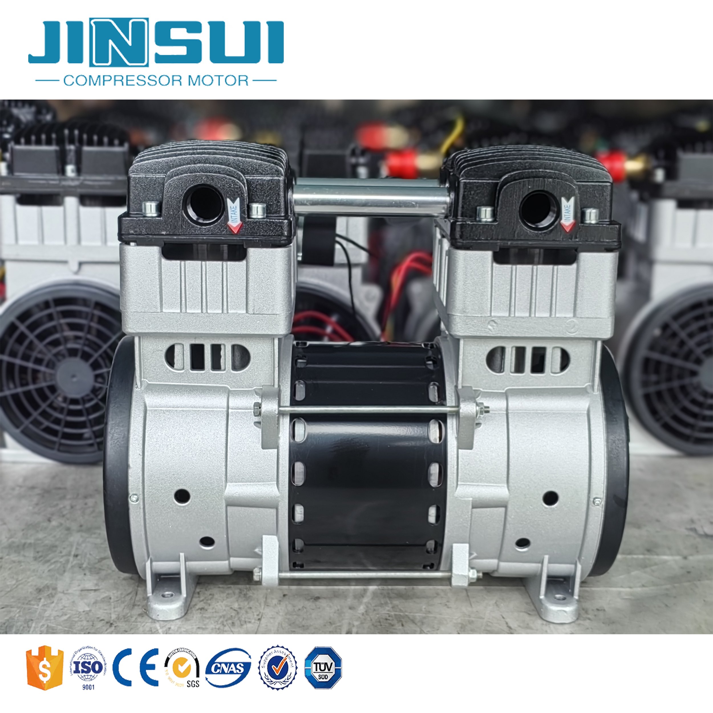 High Pressure Electric Motor 1HP 2HP Silent Oil Free Portable Small Mini Piston Air Compressor