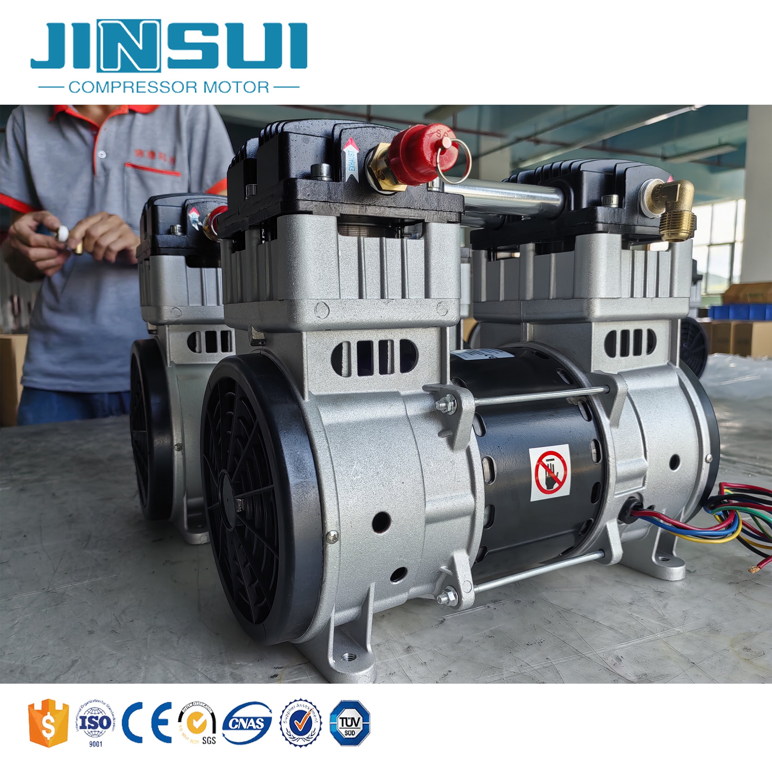 High Pressure Electric Motor 1HP 2HP Silent Oil Free Portable Small Mini Piston Air Compressor