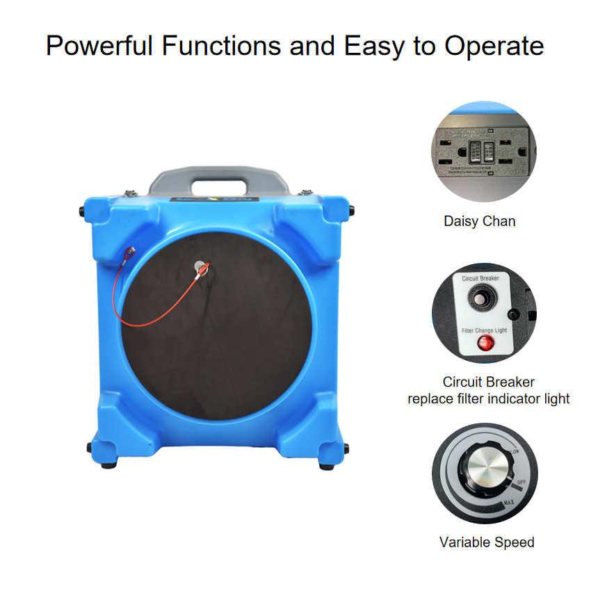 Industrial Commercial 800CFM Portable H13 Hepa Carbon Filter Home Air Scrubber
