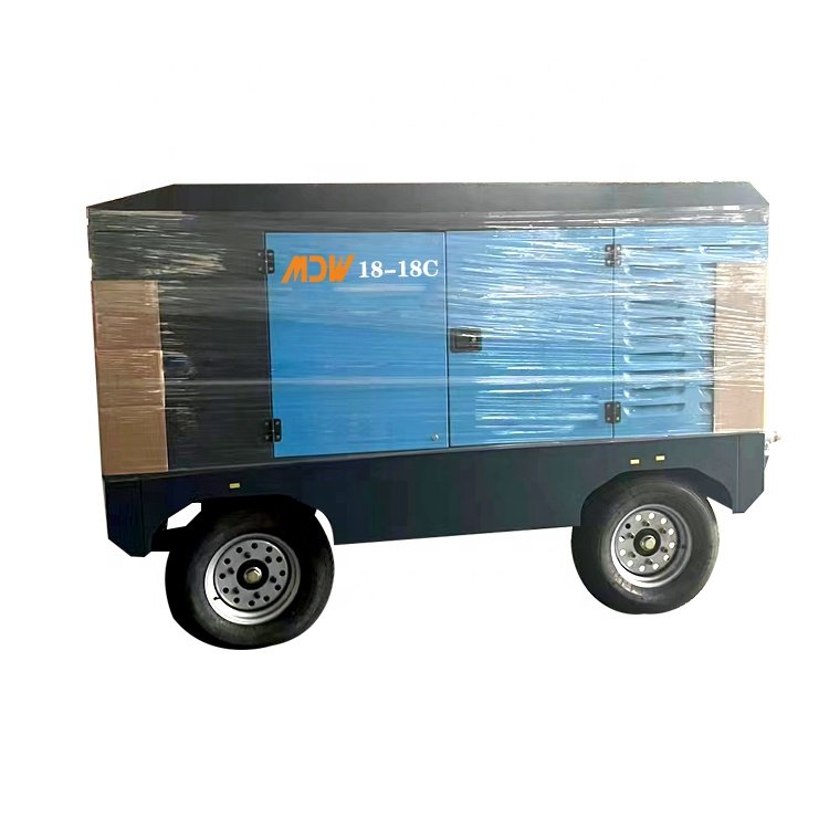 High Performance Mobile Diesel Compressor 18bar 13bar 650CFM Diesel Engine Screw Air Compressor for Quarry MDW18-18C