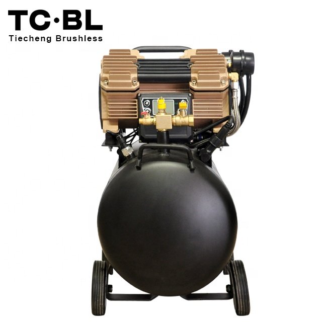 AC Brushless Multi Head Oilless Silent Portable Pneumatic 1500W Industrial air Compressor for Jackhammer Spray Painting 50L tank
