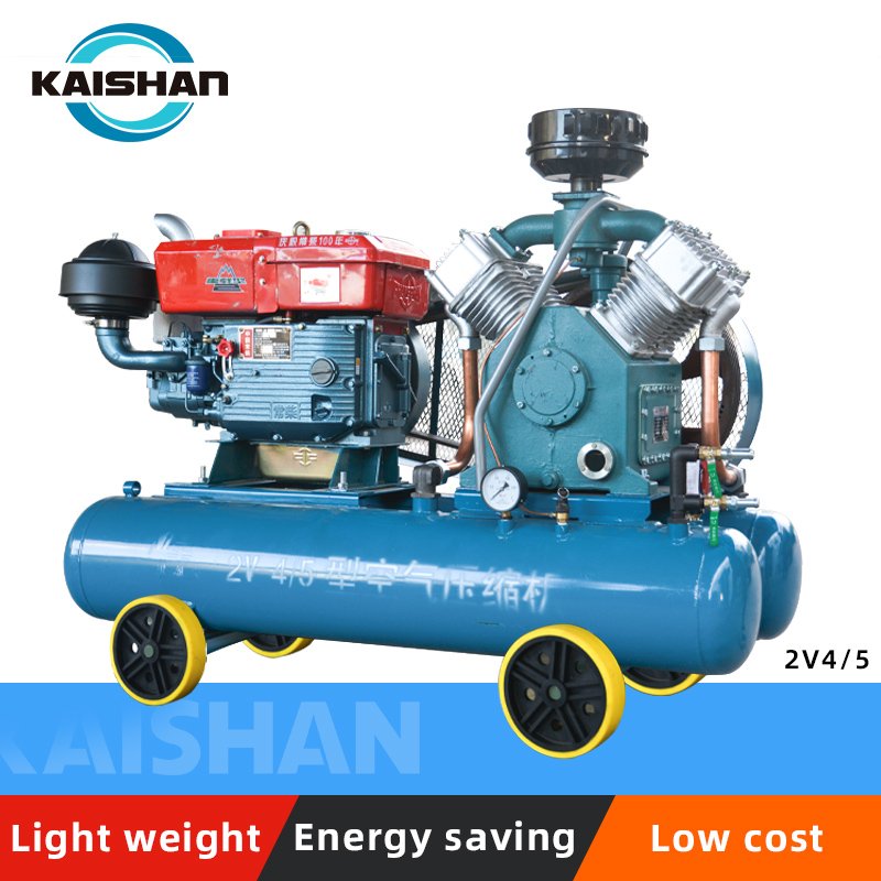 Kaishan Diesel Portable Air Pump 5bar Mining Equipment Piston Air Compressor Used Gas Including Tank Motor Factory 100L 240L