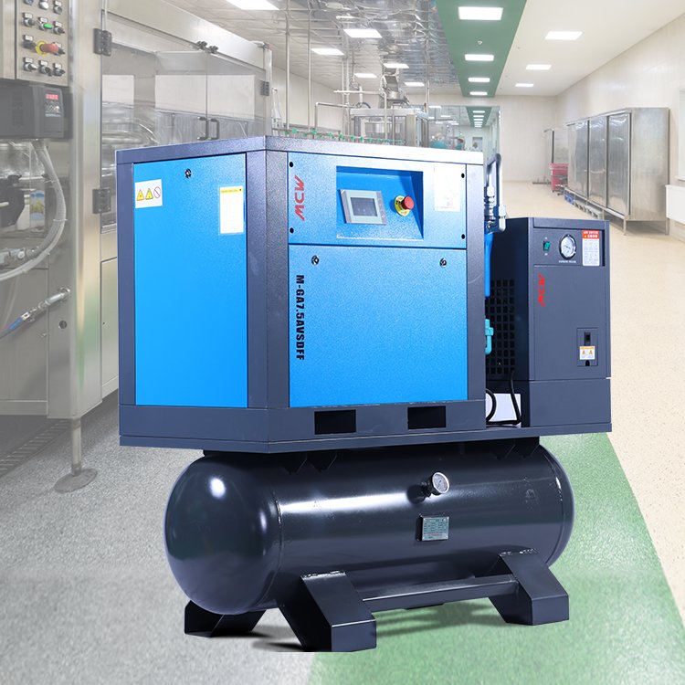 Low Price with Good Quality 4-in-1 Integrated Fixed Speed 3Phase Air Compressor 7.5kw/10hp Air Dryer +tank and Filters 380V 50HZ