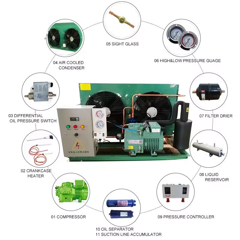Cold Room Cold Storage High Performance Two Stage Famous Compressor Air Cooled Condensing Unit
