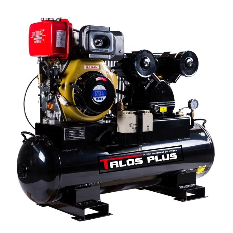 100L 8Bar Electric Start Portable HaiLin 10HP Diesel Engine Powered Air Compressors