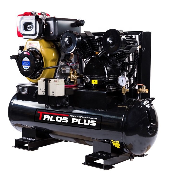 100L 8Bar Electric Start Portable HaiLin 10HP Diesel Engine Powered Air Compressors