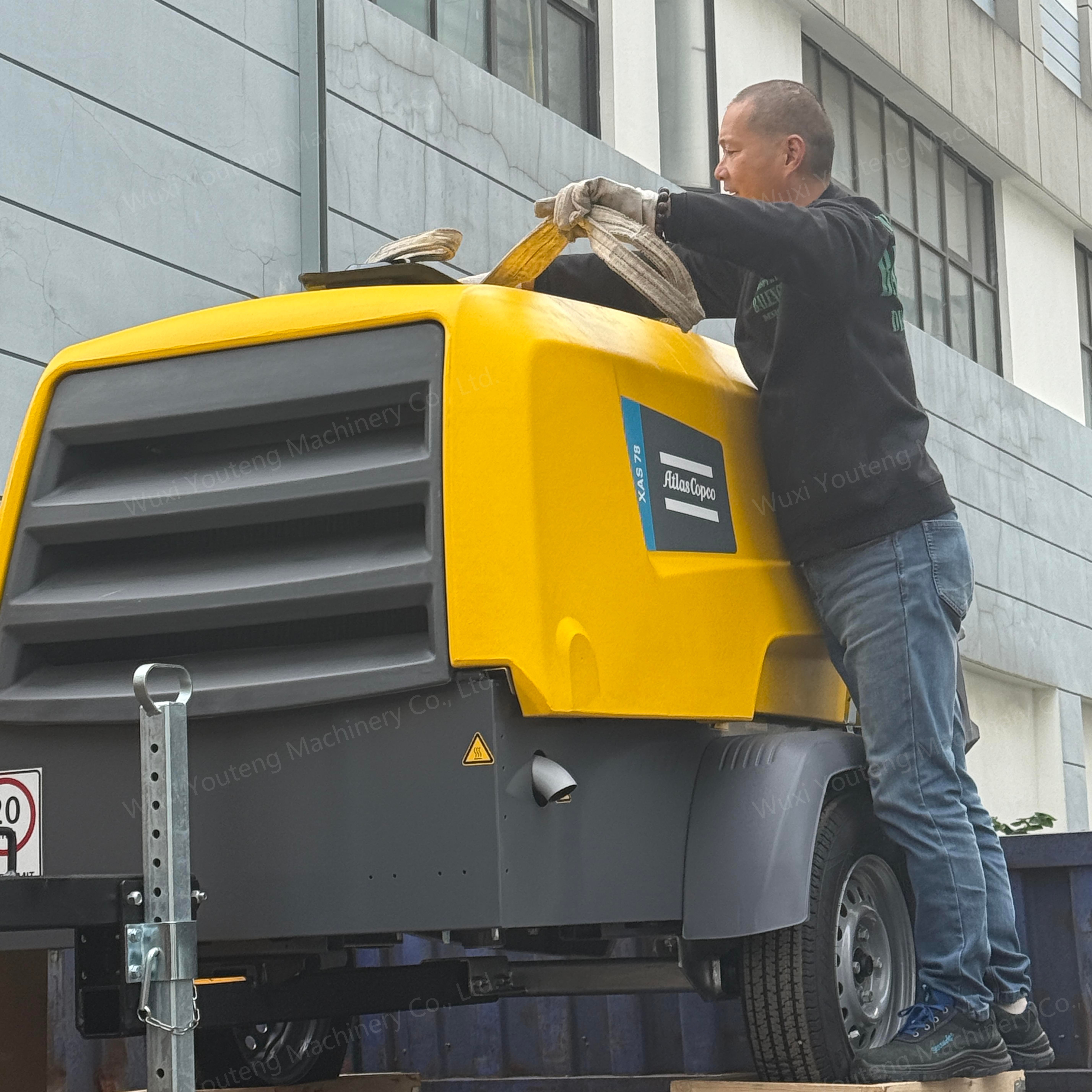 Atlas Copco XAS78 Mobile Air Compressor with Diesel Engine 160CFM 7bar 100psi Lubricated New Condition for Mine Industries