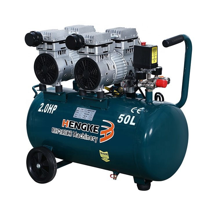 High Quality 2HP Oil Free air Compressor Electric Silence 50L Oilless air Compressor HK750X2-50