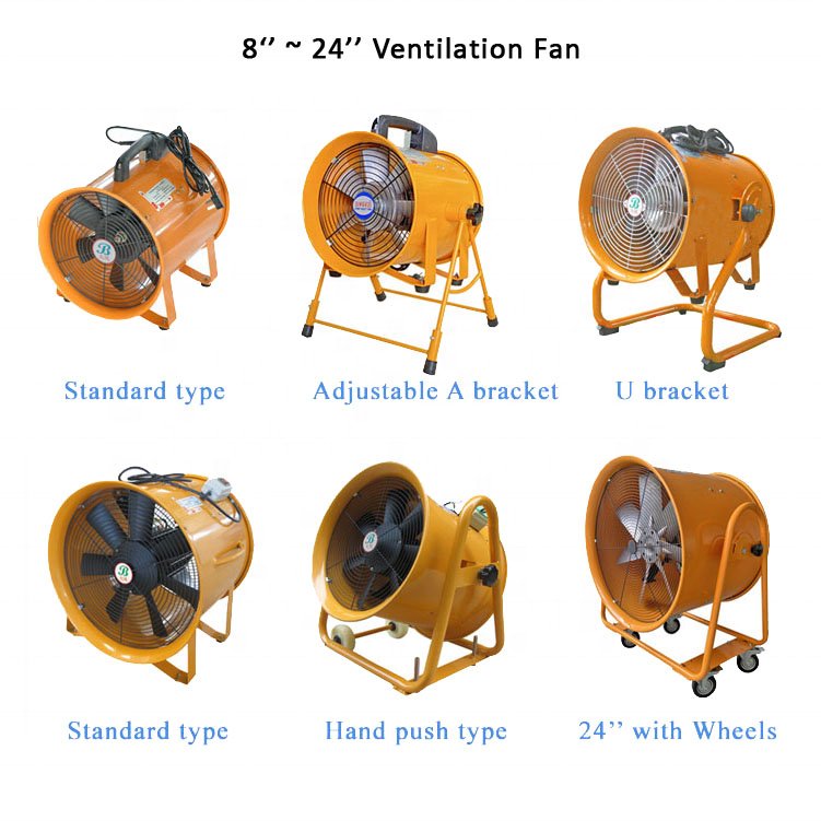 12" 300mm Portable Ventilation Blower Fan 220v With Flexible Hose