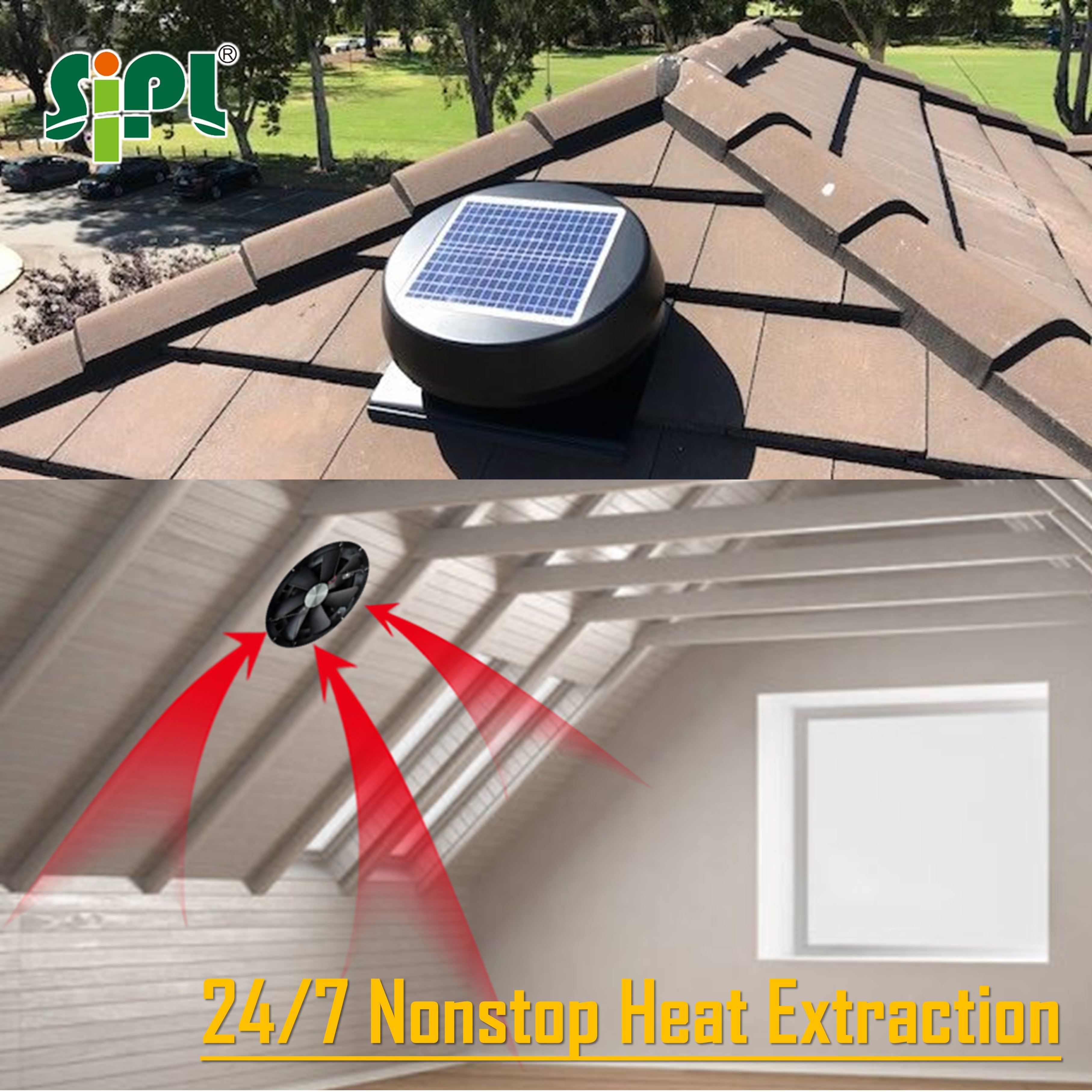 Solar Powered HVAC Roof Turbine Air Blower Attic Heat Exhaust Ventilation Tools 14'' Duct Cooler Axial Flow Vent Industrial Fan
