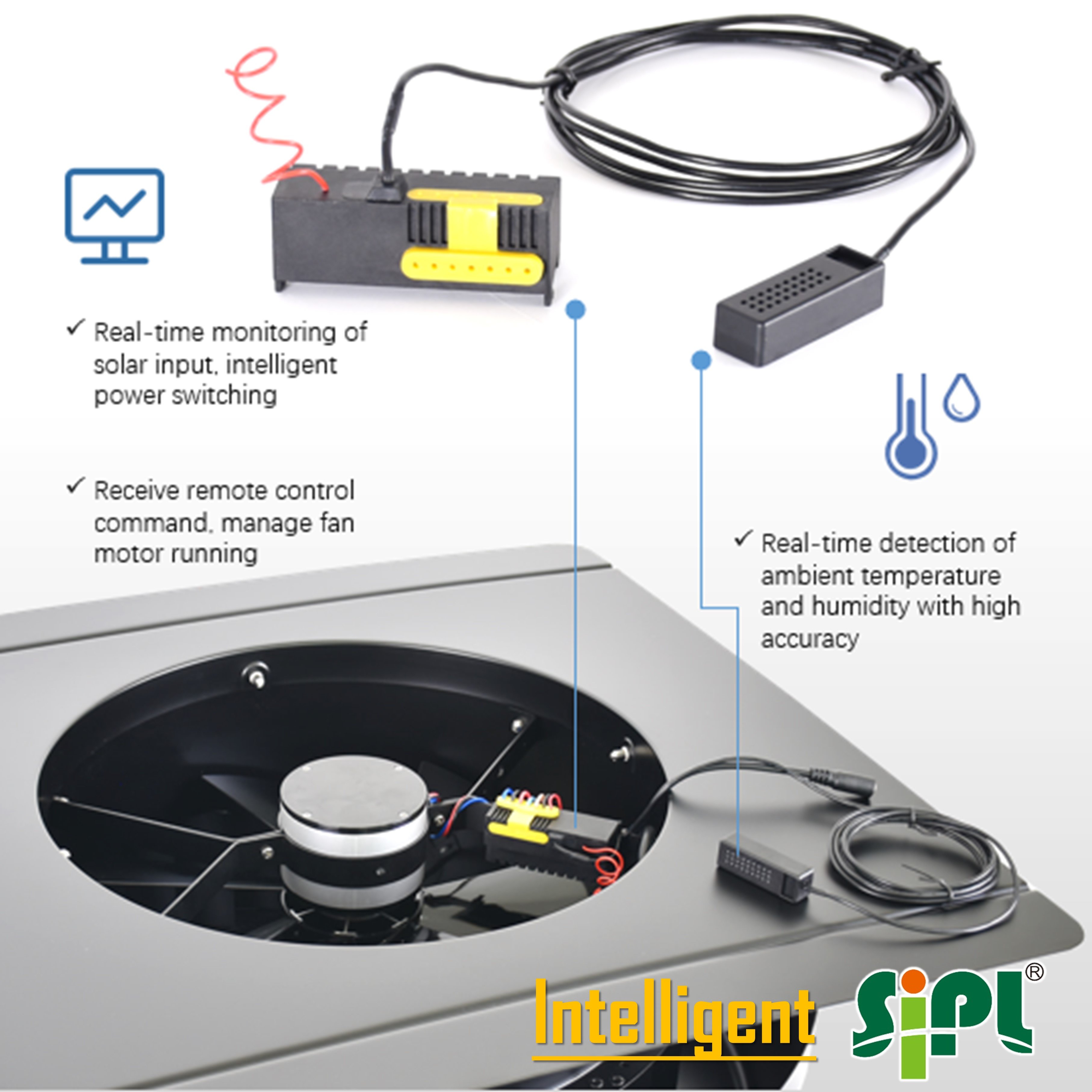 Solar Powered HVAC Roof Turbine Air Blower Attic Heat Exhaust Ventilation Tools 14'' Duct Cooler Axial Flow Vent Industrial Fan