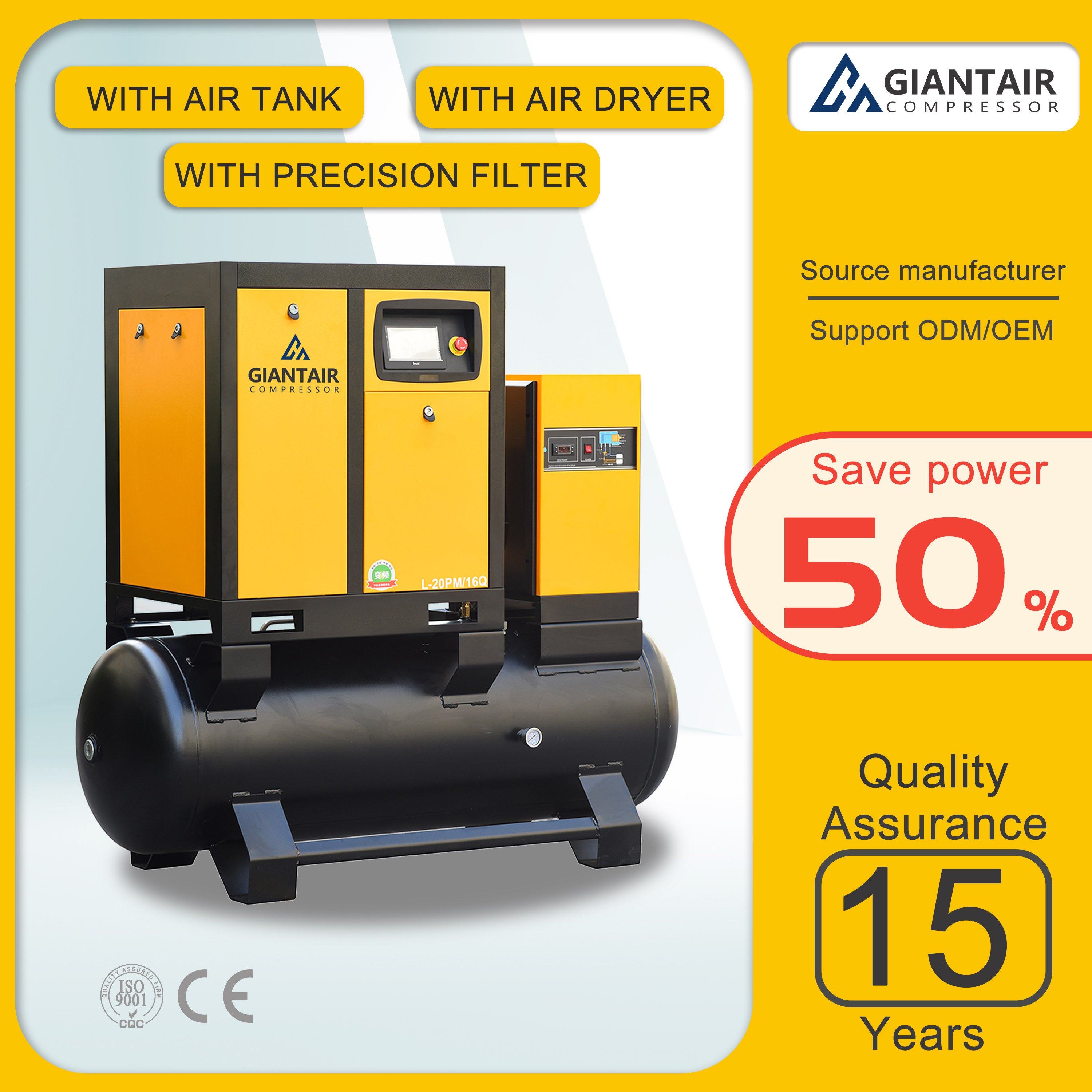 GiantAir Air-compressors 10 HP 7.5 KW 10HP 7.5KW Industry Compresor De Aire Industrial Rotary Screw Air Compressor