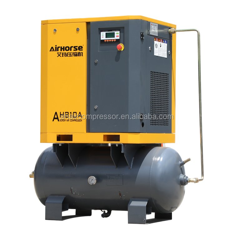 8bar Screw 10HP 7.5kw 2-IN-1 Stationary air Compressor with Compressor and air tank