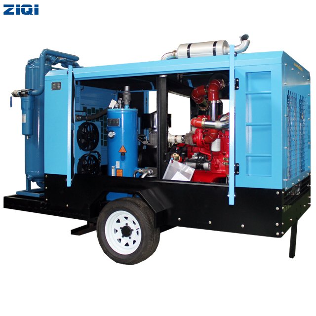 Energy Saving 145psi 460CFM Diesel Engine Driving Mobile Screw air Cooled air Compressor with Jack Hammer/Rock Drill Hammer