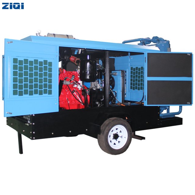 Energy Saving 145psi 460CFM Diesel Engine Driving Mobile Screw air Cooled air Compressor with Jack Hammer/Rock Drill Hammer