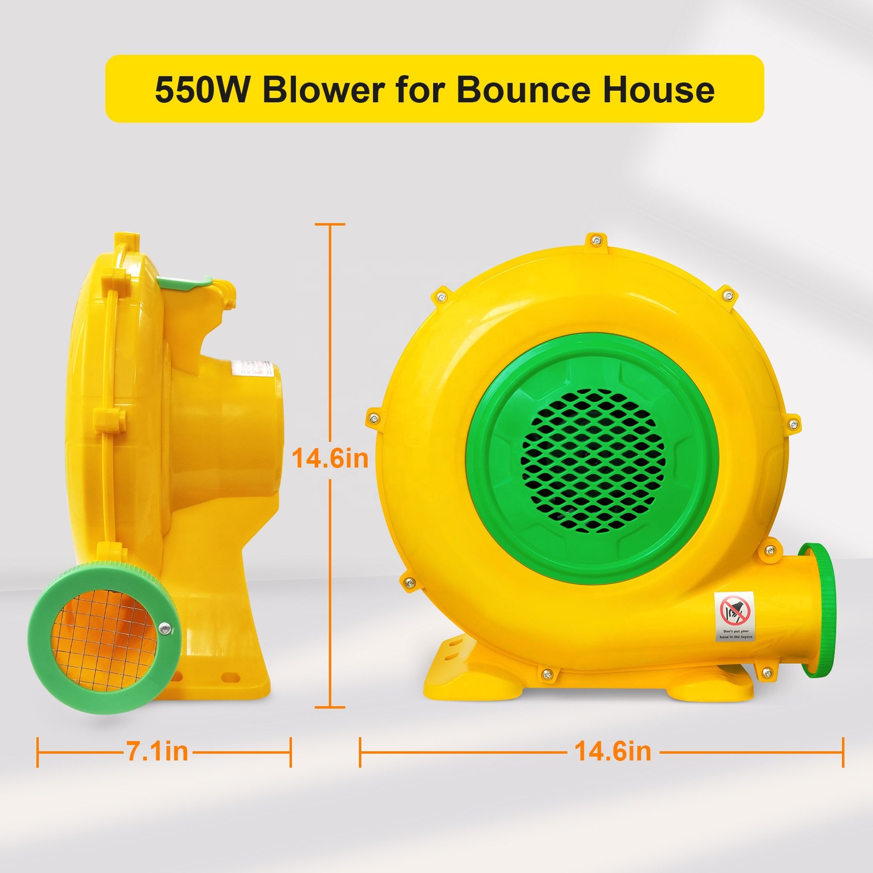 550W High-Power Electric Inflatable Blower for Fast Inflation for Bouncy Castles Slides Households Outdoors Hotels Garages