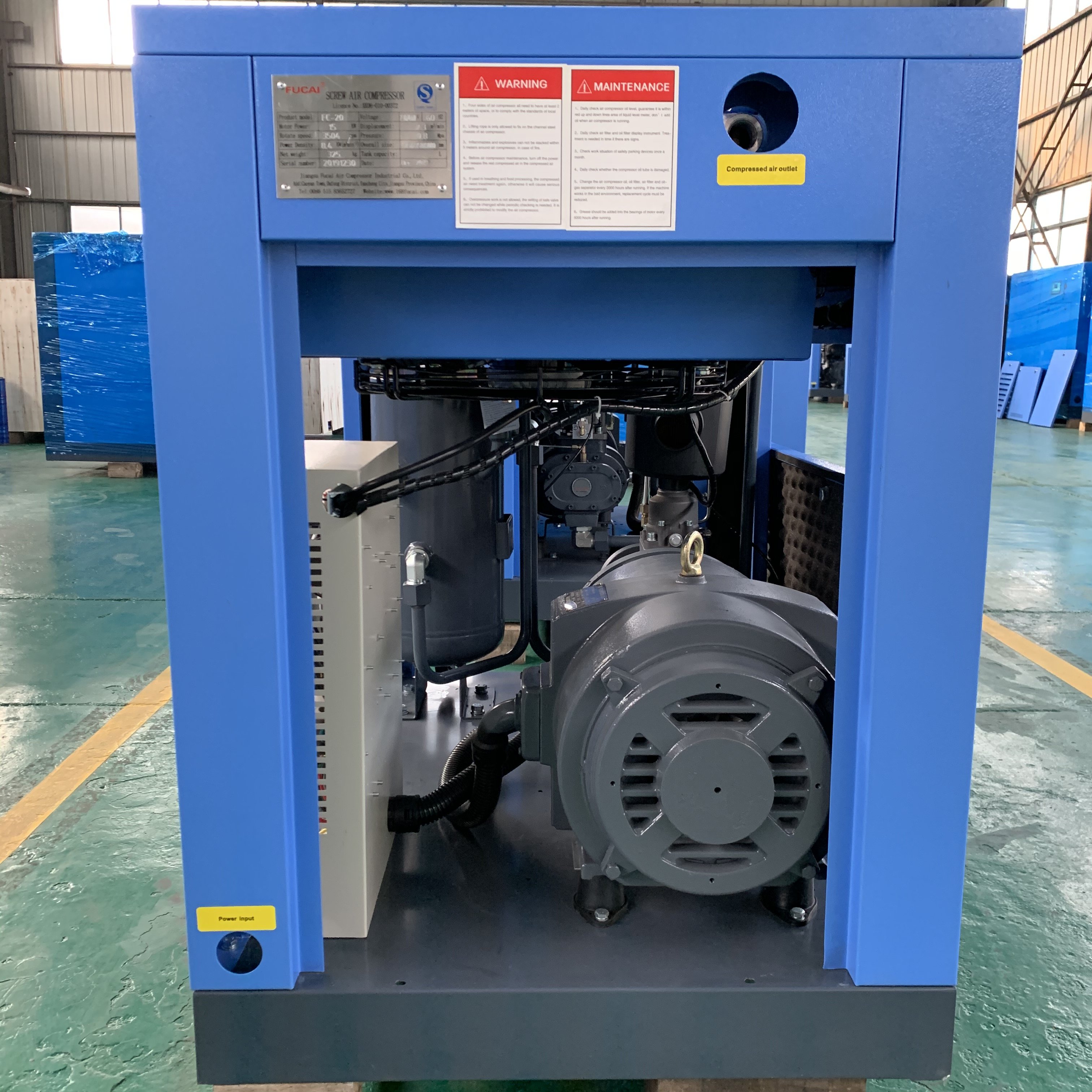 FUCAI Rotary Type 15kw 20 hp Screw air Compressor for air Blower Machine