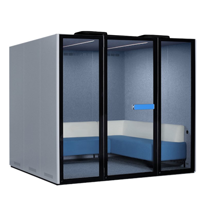 Premium Modern Design Acoustic Phone Booth MPOD 2.0 (Excluding TV) Comfort L-shape Sofa 7 Persons Privacy Office Meeting Pods
