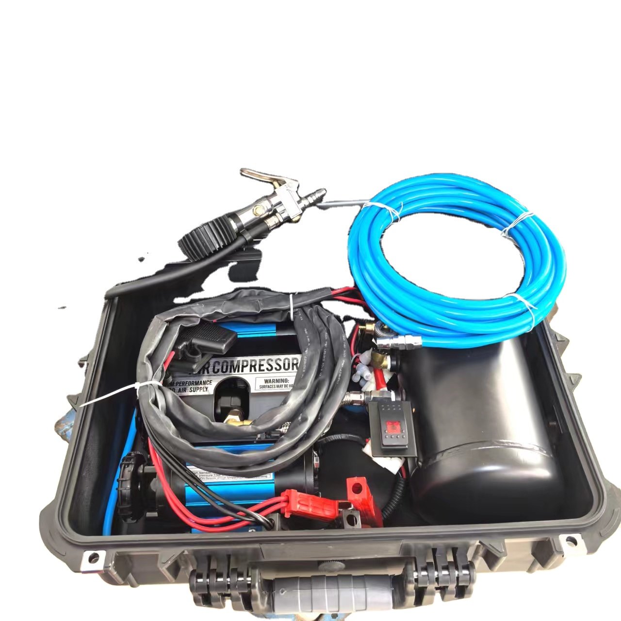 Portable 12V 4x4 Multi-Purpose Tank Truck Compressor Black Double Cylinder Car Tyre Pressure Pump Off-Road 150psi Air Compressor