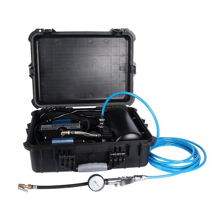 Portable 12V 4x4 Multi-Purpose Tank Truck Compressor Black Double Cylinder Car Tyre Pressure Pump Off-Road 150psi Air Compressor