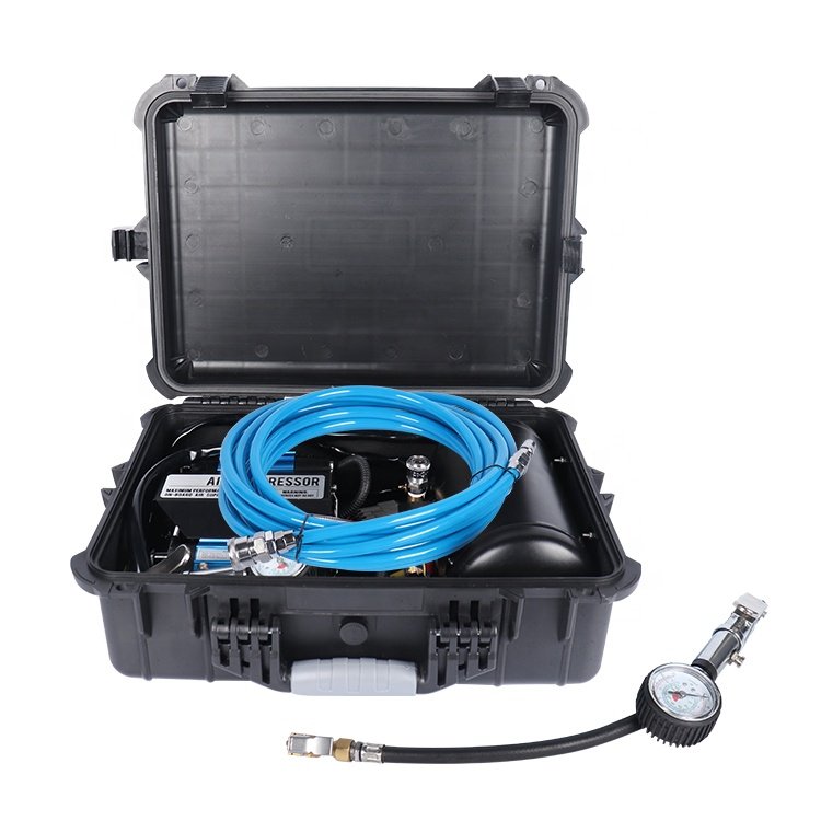 Portable 12V 4x4 Multi-Purpose Tank Truck Compressor Black Double Cylinder Car Tyre Pressure Pump Off-Road 150psi Air Compressor