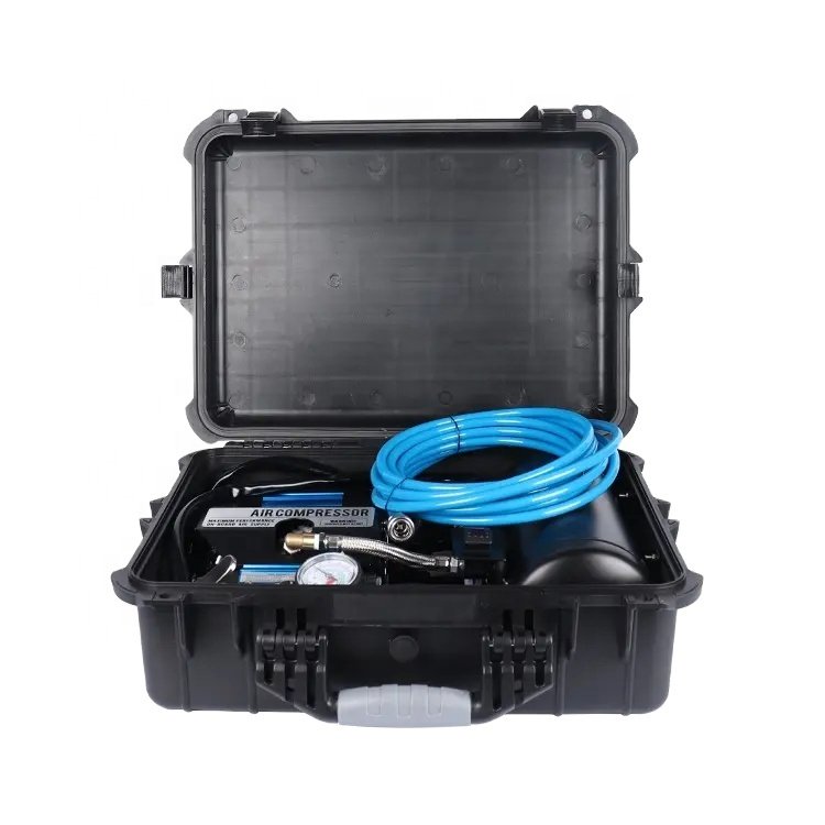 Portable 12V 4x4 Multi-Purpose Tank Truck Compressor Black Double Cylinder Car Tyre Pressure Pump Off-Road 150psi Air Compressor