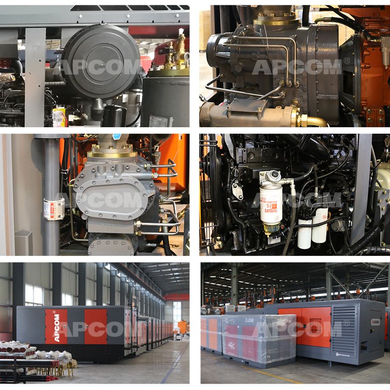 30bar 1300cfm 36m3/min Mining air Compressor Cummins 1300 Cfm diesel Engine Screw air Compressor for Water Well Drilling Rig