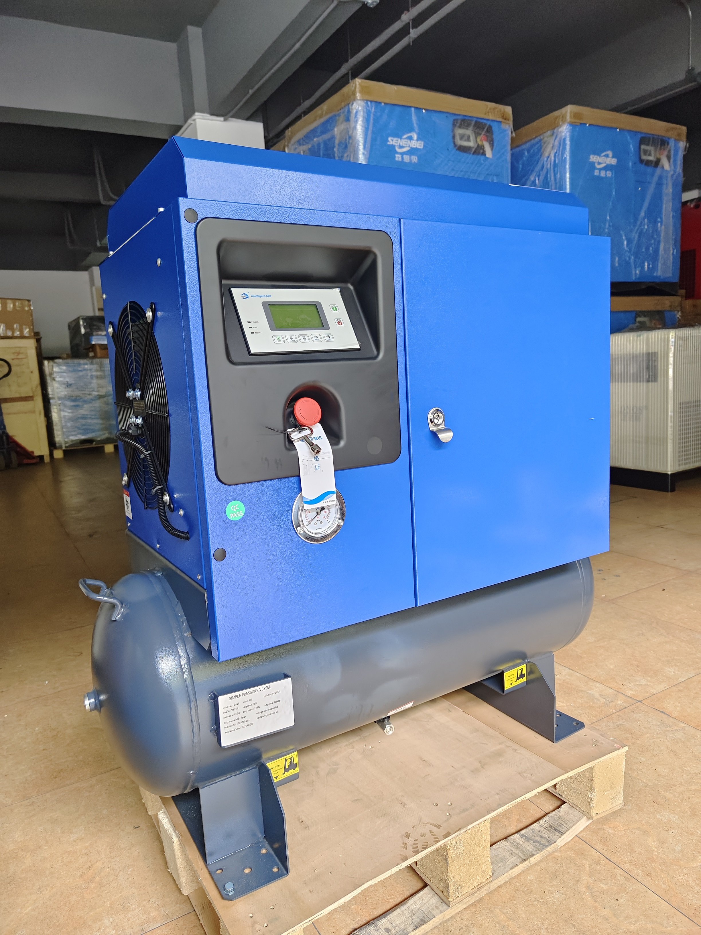 Airstone 2-IN-1 7.5KW 10HP Fix Speed Integrated Screw Air Compressor With 300L Air Tank 8Bar 116Psi 380V 50HZ 3PH