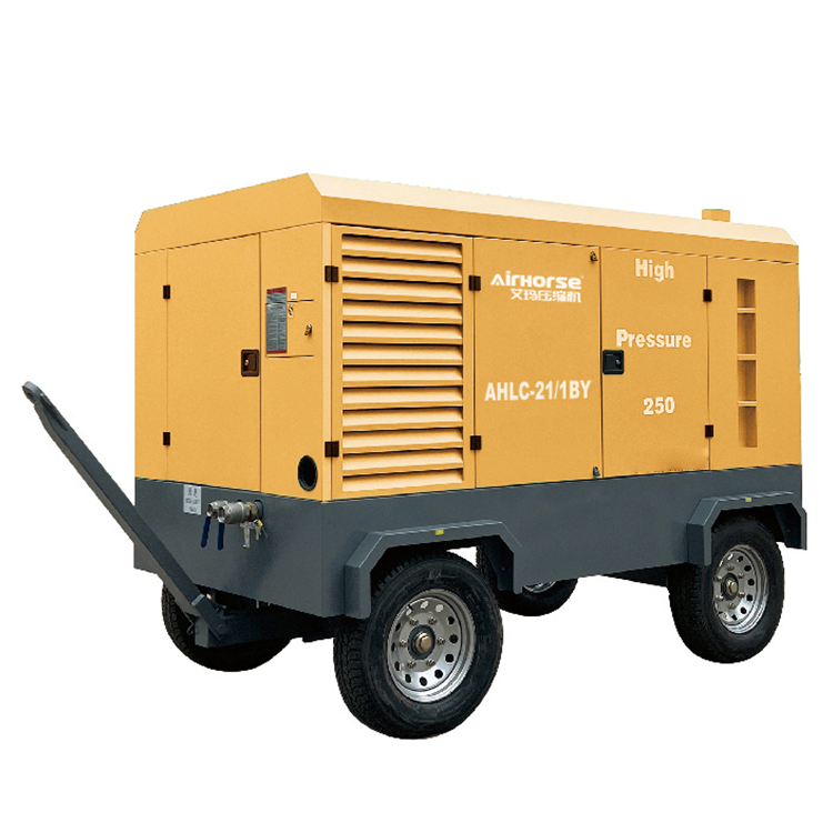 41KW 55HP 55KW 75HP Diesel Mobile Screw Air Compressor With Low Noisy Two tank Two Wheels