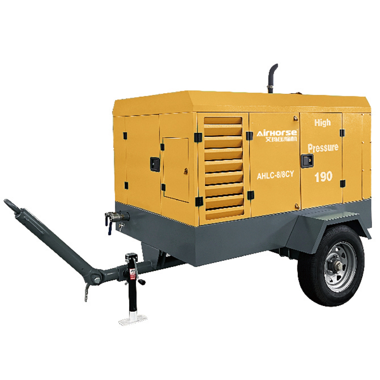 41KW 55HP 55KW 75HP Diesel Mobile Screw Air Compressor With Low Noisy Two tank Two Wheels