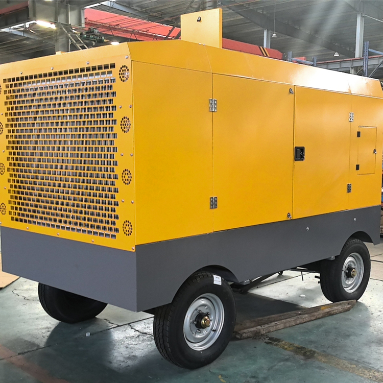 41KW 55HP 55KW 75HP Diesel Mobile Screw Air Compressor With Low Noisy Two tank Two Wheels