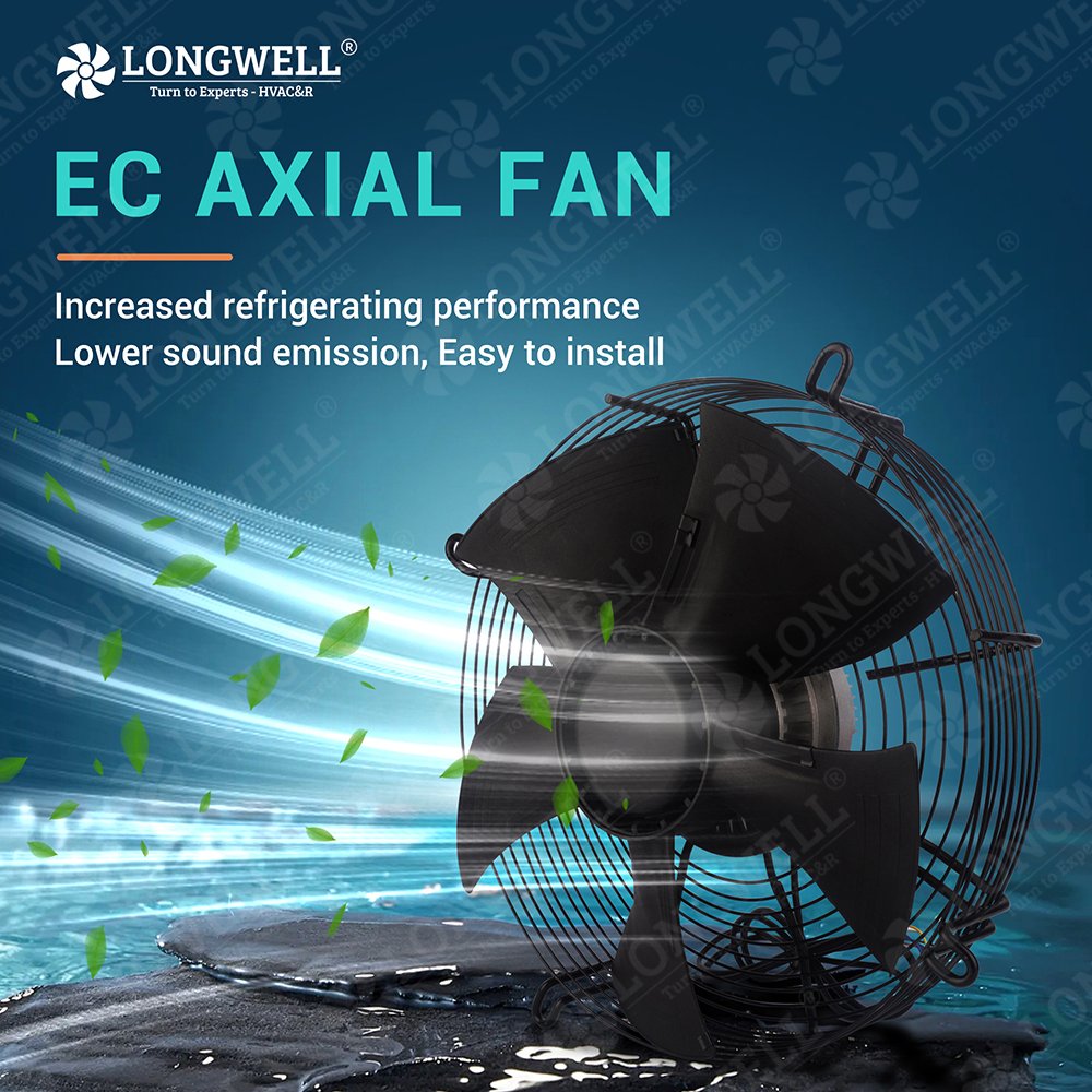 LONGWELL 350mm EC 230V 380V 400V High Pressure Axial Exhaust Fan Axial Cooling Fan for Condensing Unit , Cooling Tower