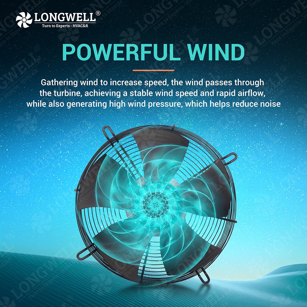 LONGWELL 350mm EC 230V 380V 400V High Pressure Axial Exhaust Fan Axial Cooling Fan for Condensing Unit , Cooling Tower