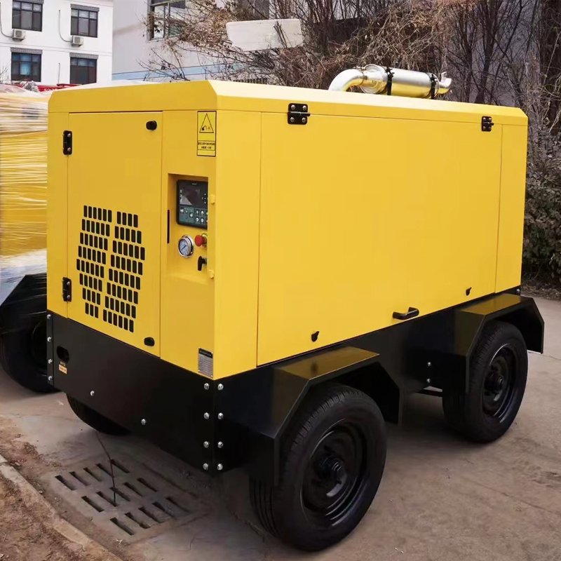 Industrial Heavy Duty Diesel Compressor Mobile Screw Air Compressor for Mining with Wheels
