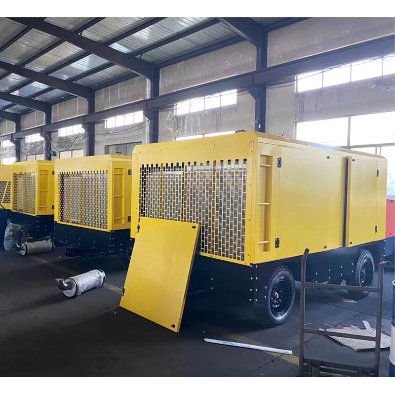 Industrial Heavy Duty Diesel Compressor Mobile Screw Air Compressor for Mining with Wheels