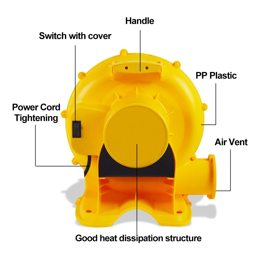 1/2HP 350W 630CFM Electric Inflatable Air Blower Pump Fan Bounce House Blower Handle Inflatable Blower for Balloon Boat