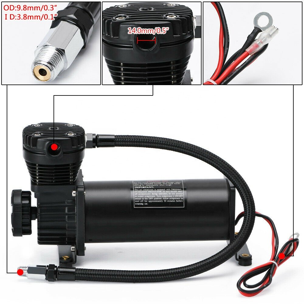 Air Bag Suspension System Universal Fitment Black Air Compressor
