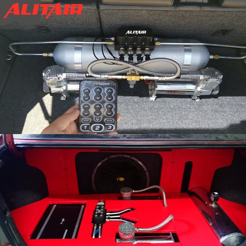 Air Bag Suspension System Universal Fitment Black Air Compressor