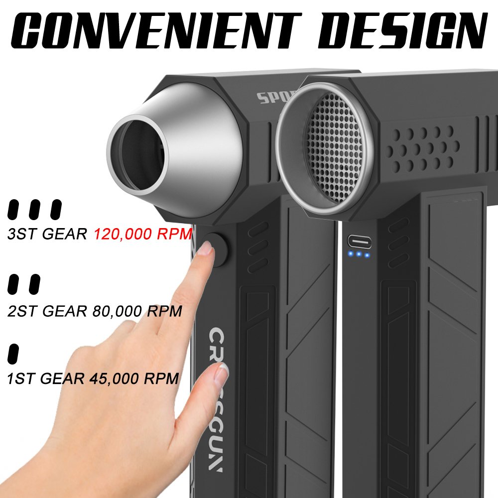 12000RPM Compressed Air Duster Blower Electric Mini Turbo Jet Fan for Computer Keyboard Cleaning Hair Drying Camping Outdoors