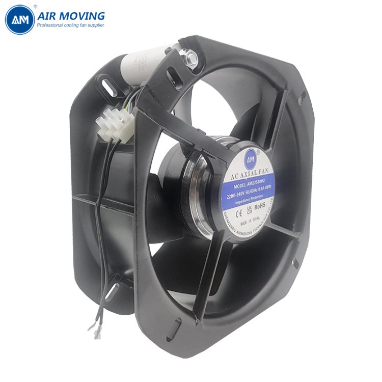 AM22580H2 220V All-metal Fan AC 225X225X80MM 50/60Hz 680CFM 80W 2700RPM 22580MM Ball Bearing Axial Fan for Control Cabinet