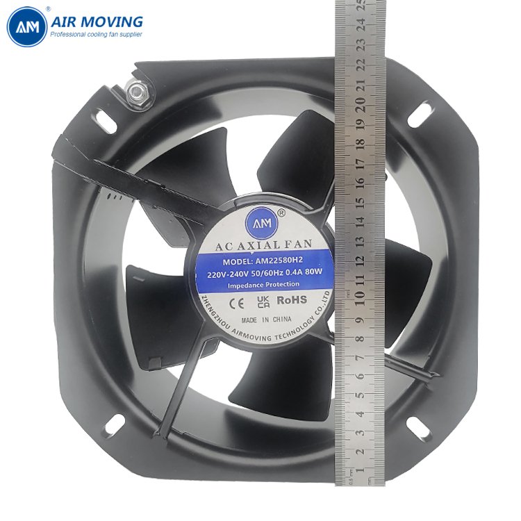 AM22580H2 220V All-metal Fan AC 225X225X80MM 50/60Hz 680CFM 80W 2700RPM 22580MM Ball Bearing Axial Fan for Control Cabinet