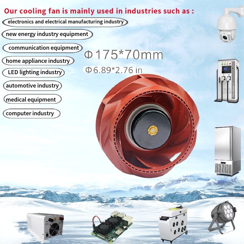 175x69mm EC FAN 110V 220V High Speed air Flow Industrial Low Price 200W 175mm Bldc Blower Kitchen Hood Fan Centrifugal Fan