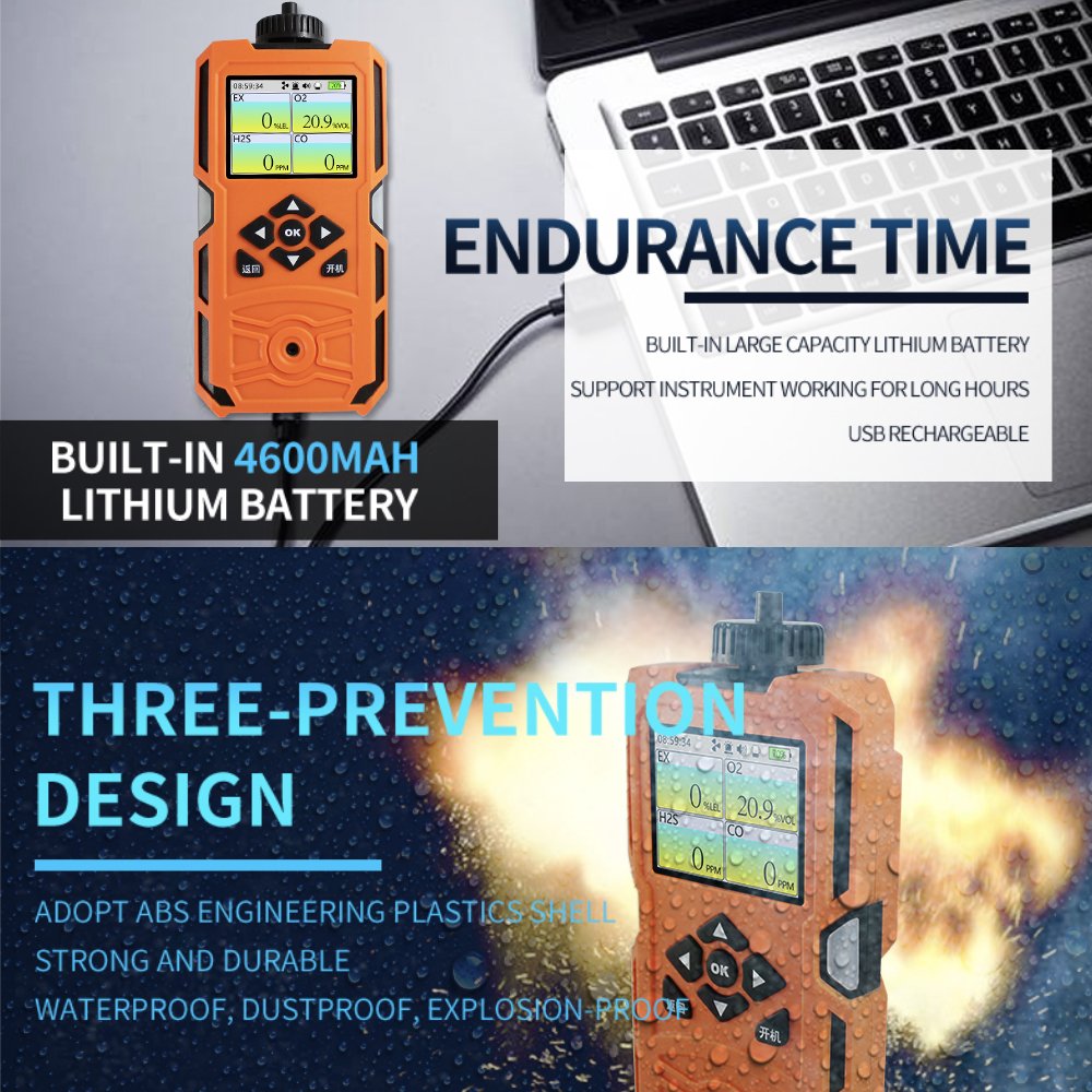 AIKESI X-4BX Handheld Multi Bio Gas Analyzer Landfill Gas Monitor for CH4 CO2 H2S O2 With External Air Pump