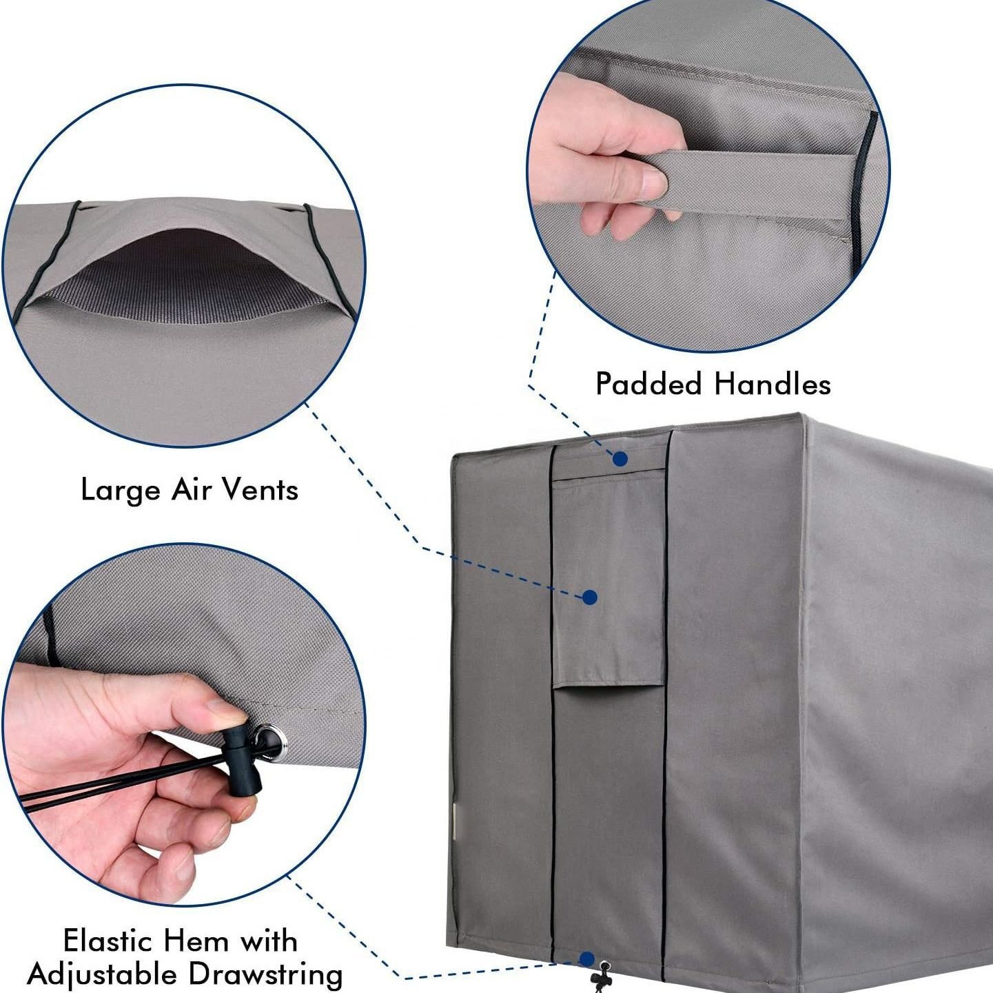 600D Oxford Fabric Winter AC Cover Durable Heavy Duty Waterproof AC Cover Square Premium Outdoor Air Conditioner Cover